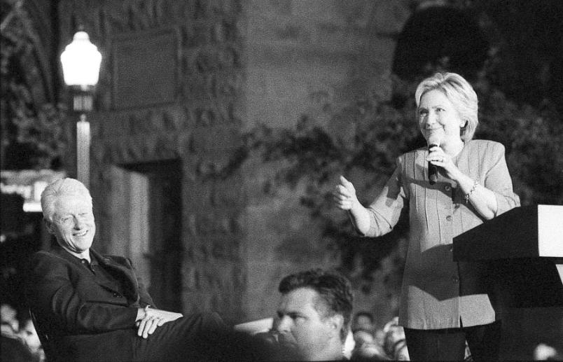 Bill Clinton Hillary Clinton President Thumbs Up Johnny Martyr Harrisburg PA  Black and White Film  black and white film photography 