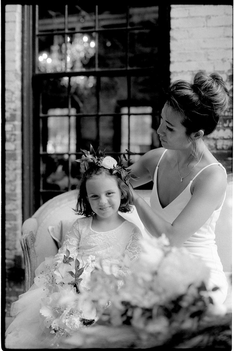 black and white film wedding photography vineyard big cork wine smile happy bride groom marriage maryland photographer johnny martyr little girl hair doing hair makeup smile happy mother asian elegant baltimore dye house mount vernon maryland wedding flowers leica