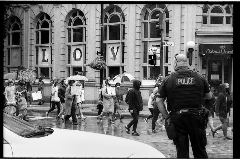 protest black lives matter police downtown frederick maryland colonial jewelers march for justice love raining protesters peace peaceful news johnny martyr george floyd 