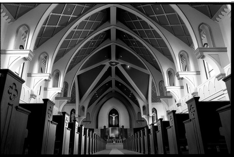 Johnny Martyr Catholic Frederick Maryland Wedding Photography Photographer Photojournalism Black and White Film  Black and White Film  black and white film photography church arch architecture classic art lines