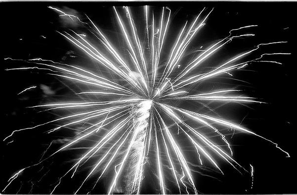 Fireworks Firework black and white b&w Leica Leitz Barnack 35mm film explosion fire bombs bursting in air American American US United States of America patriot patriotic fourth of july night sky burst explode pyro gunpowder Johnny Martyr